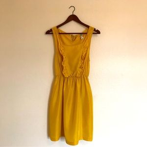 100% Silk Yellow Dress w/Pockets Anthropologie